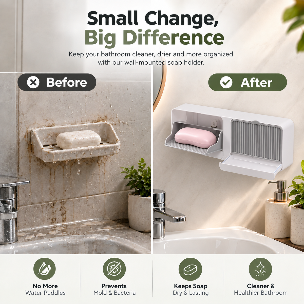 Drill-Free Wall Mounted Soap Holder