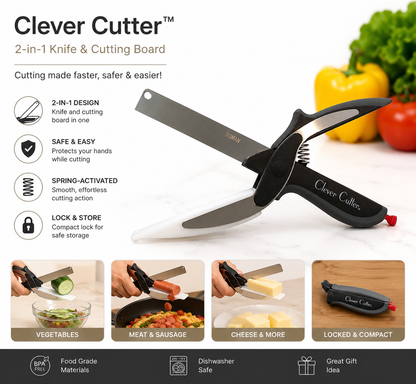 2-in-1 Clever Cutter - Kitchen Knife & Cutting Board