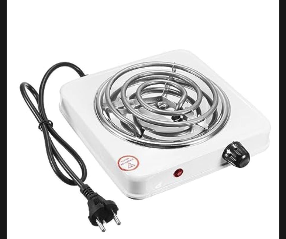 Portable Electric Stove 1000W Stainless Steel Auto Off White